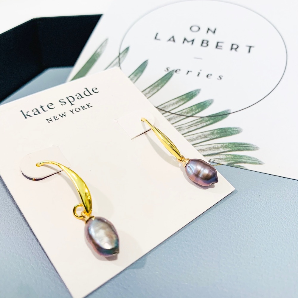 COPY - Kate Spade Gray Pearl Drop Earrings - Picture 4 of 6